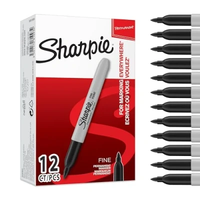 Abbildung von SHARPIE Permanent Marker Stifte mit feiner Spitze schwarze permanente Tinte 12 Stück Market Set
