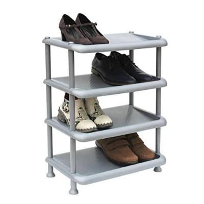 Abbildung von DanDiBo Schuhregal Kunststoff 93873 Stapelbar Schuhablage Offen Schuhständer mit 4 Ebenen Grau Schuhschrank