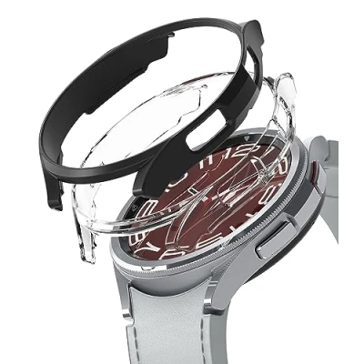 Abbildung von Ringke Slim Case [2 Stück] Kompatibel mit Samsung Galaxy Watch 6 Classic 47mm Hart PC Schutzhülle Clear &amp; Matte Black