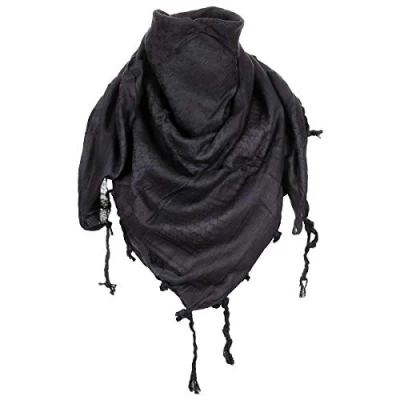 Abbildung von MFH Halstuch PLO Tuch, Shemagh, schwarz, ca. 110 x cm, (Packung), mit Fransen