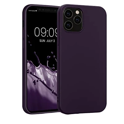 Abbildung von kwmobile Case kompatibel mit Apple iPhone 12 / Pro Hülle Schutzhülle aus Silikon metallisch schimmernd Handyhülle Metallic Brombeere
