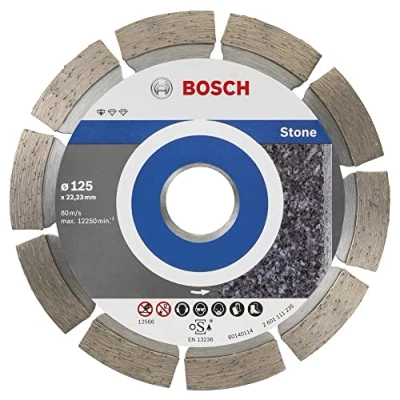 Abbildung von Bosch Professional 10x Diamanttrennscheibe Standard for Stone (für Stein, Granit, Beton, Ø 125 x 22,23 1,6 10 mm, Zubehör für Winkelschleifer)