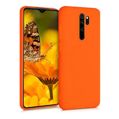 Abbildung von kwmobile Hülle kompatibel mit Xiaomi Redmi Note 8 Pro weiches TPU Silikon Case Cover geeignet für kabelloses Laden Neon Orange