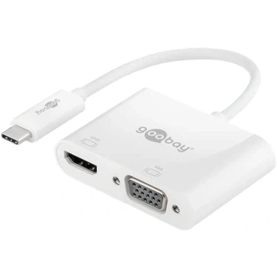 Abbildung von goobay 52430 Multiport Adapter USB C auf HDMI + VGA Auflösung bis 4k*2k@60Hz (HDMI) / 1920x1080p@60Hz (VGA) Spiegelt zu 3 Bildschirme