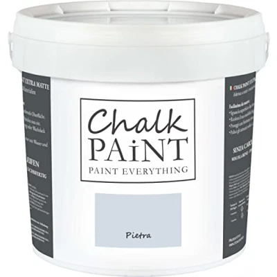Abbildung von Chalk Paint Everything® Pietra Kreidefarbe Wasserbasis für Alle Oberflächen einfach zu verarbeiten ohne schlechten Geruch Extra Matt (5 Liter)