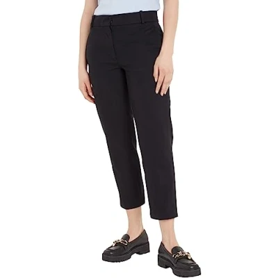 Abbildung von Tommy Hilfiger Essential SLIM Straight Stoffhose, Damen, Größe: 42, Black