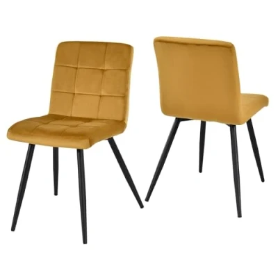 Abbildung von Duhome Esszimmerstühle 2er Set Küchenstuhl Wohnzimmerstuhl Polsterstuhl mit Metallbeine Samt Stuhl für Küche Esszimmer Wohnzimmer, Gelb
