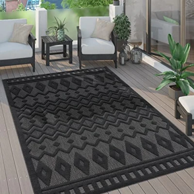 Abbildung von Paco Home Teppich &quot;Livorno 671&quot;, rechteckig, Uni Farben, Scandi, Rauten Muster, Hoch Tief Effekt, Outdoor geeignet