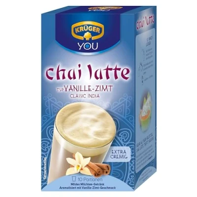 Abbildung von KRÜGER YOU chai latte Vanille Zimt, Instantzubereitung für Milchtee Getränke, aromatisiert mit Zimt Geschmack, 250 g (10 x 25 Sachets)