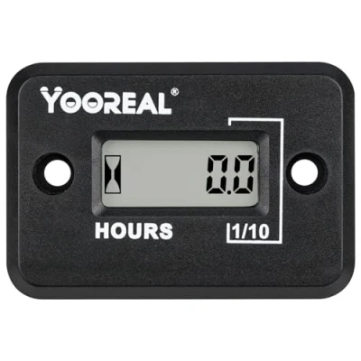 Abbildung von Yooreal digitaler induktiver Betriebsstundenzähler wasserdicht IP68, funktioniert auf verschiedenen ZTR/Reitrasenmäher, Landtrimmer, UTV Freischneider, Traktor, ATV Boot (HM006B Black)