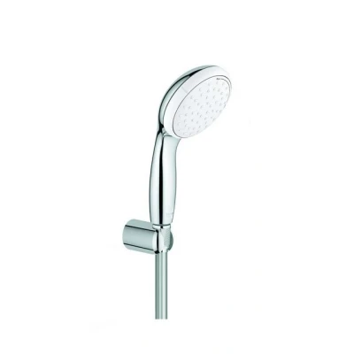 Abbildung von Grohe Duscharmatur Tempesta 100 Duschkopf Handbrause, Wandhalter und Schlauch ShockProof Silikonring schützt vor Beschädigung