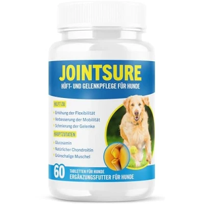 Abbildung von Gelenktabletten Hund JOINTSURE Premium Gelenk Kapseln, 60 Tabletten mit Glucosamin, Gelenkpulver &amp; Grünlippmuscheln, für verbesserte Mobilität Gelenkgesundheit bei Hunden