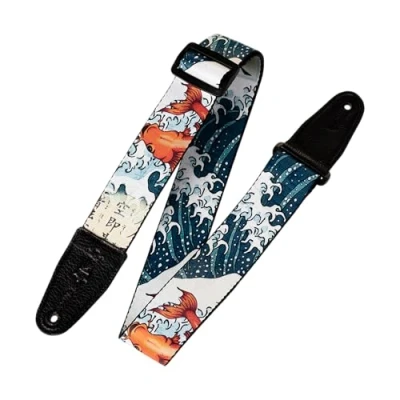 Abbildung von Levy&#039;s MPD2 016 Gitarrengurte Prints Poly with Leather Ends 2&quot; Tattoo Coi Fish