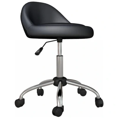 Abbildung von HOMCOM Rollsitz Rollhocker Höhenverstellbarer Arbeitshocker 63 83 cm Drehhocker (Salonstuhl, 1 St., Bürohocker), Salon Hocker Kunstleder Schwarz