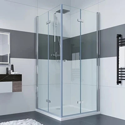 Abbildung von IMPTS Badewannenaufsatz Duschwand für Badewanne Faltwand Duschtrennwand, Glas Alu, (2 tlg., 2 TLG), Duschabtrennung Badewanne, Dekor Querstreifen, Nano Beschichtung
