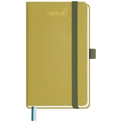 Abbildung von BEZEND 18 Monate Taschenkalender 2025 2026 klein (Juli 25 Dez 26), Kalender 25/26 Wochenplaner A6 1 Woche 2 Seiten mit Spalten, Terminplaner Hardcover, Senf