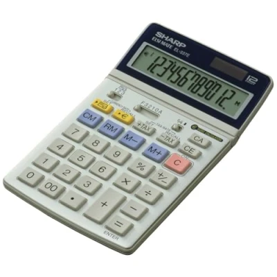 Abbildung von Sharp EL 337C Tischrechner (12 Stellen, bewegliches LCD Display, Solar und Batteriebetrieb) silber