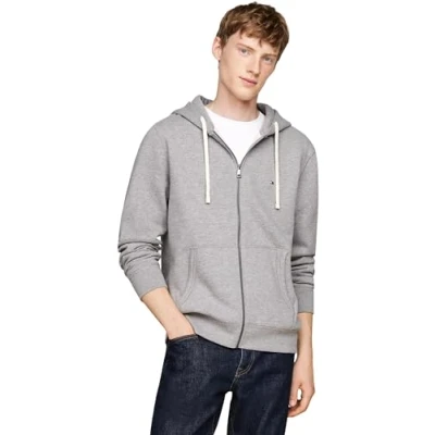 Abbildung von Tommy Hilfiger Kapuzensweatjacke &quot;ESSENTIAL FLEECE ZIP THROUGH&quot;, kleine Logostickerei