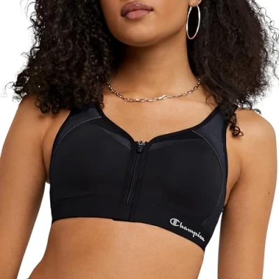 Abbildung von Champion Damen, Motion Control Zip High Impact, Wirefree Bra for Women Sport BH, Undurchsichtige, Schwarz, 75B