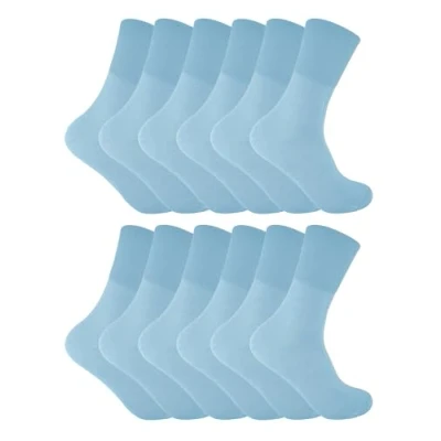 Abbildung von Sock Snob 12er Pack Damen Thermo Diabetikersocken Ohne Gummi Extra Weit Thermosocken Für Winter (37 42, Hellblau)
