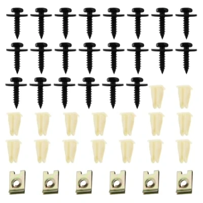 Abbildung von Be In Your Mind 44 teiliges Auto Reparatur Clip Set Selbstschneidende Schrauben mit Pads x22 Metallsockel Clips x6 Kotflügel x16 Kompatibel BMW 3er Reihe E36