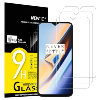 Abbildung von NEW&#039;C 3 Stück, Panzer Schutz Glas für One Plus 6T, Oneplus 7, Frei von Kratzern, 9H Härte, HD Displayschutzfolie, 0.33mm Ultra klar, Ultrabeständig