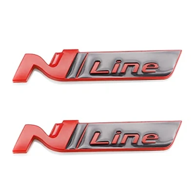 Abbildung von 2 x N Line Emblem Aufkleber Logo Dekoration Auto Abzeichen (rot)
