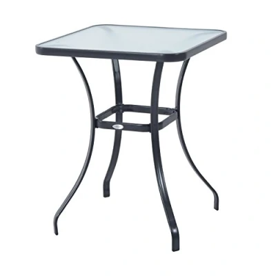 Abbildung von Outsunny Gartentisch Bistrotisch Glastisch Hartglas+Metall Schwarz L68,5xB68,5xH84cm