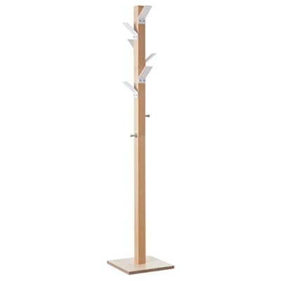 Abbildung von Paperflow Easycloth Moderner Garderobenständer aus Naturholz Modern Coat Rack Weiße Haken