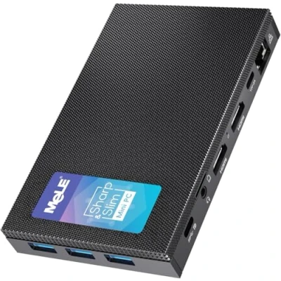 Abbildung von MeLE Quieter3C Lüfterloser Mini PC Windows 11 Home, N5105 4 GB 128 Mikro Computer, kleiner Desktop mit voller Funktion USB C, WiFi5, Gigabit Ethernet, BT4.2, IPXE, PD, Entsperr BIOS,