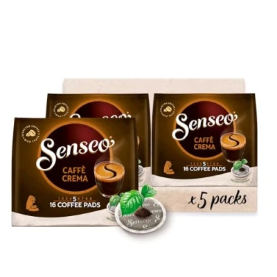 Abbildung von Senseo® Pads Caffè Crema Kaffee RA zertifiziert 5 Packungen x 16 Kaffeepads