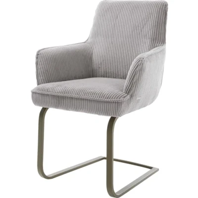 Abbildung von Freischwinger Heira Flex mit Armlehnen Cord Silbergrau flach Effektfinish Titan Taschenfederkern