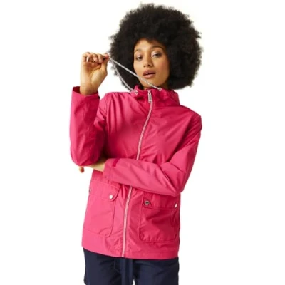Abbildung von Regatta Damen Women&#039;s Waterproof Jacket Bayletta Regenmantel mit durchgehendem Reißverschluss und Kapuze, LeopardPrint, 36
