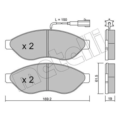 Abbildung von Bremsbelagsatz, Scheibenbremse METELLI 22 0708 1