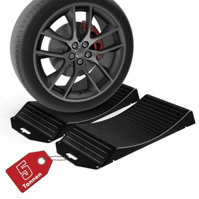 Abbildung von Walser Reifenschoner 2 er Set, praktische Reifenwiege mit Tragkraft bis zu 5 Tonnen, Auto Reifenschuhe Set Stück Universalgröße, gegen Standplatten, Reifen Unterlegplatten