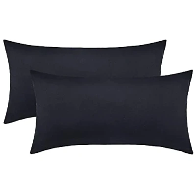 Abbildung von NatureMark 2er Pack Jersey Kissenbezug Kissenhülle Kissenbezüge Seitenschläferkissen Nackenkissen viele Größen und Farben ÖKO TEX (40 x 60 cm (Nackenkissen geeignet), Schwarz)