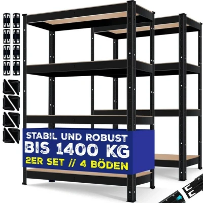 Abbildung von MASKO Standregal, 2er Set Lagerregal Schwerlastregal, Kellerregal bis 875 kg