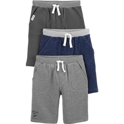 Abbildung von Simple Joys by Carter&#039;s Baby Jungen Multi Pack Knit Shorts, Marineblau Heidekraut/Kohlegrau Meliert/Grau, 12 Monate (3er