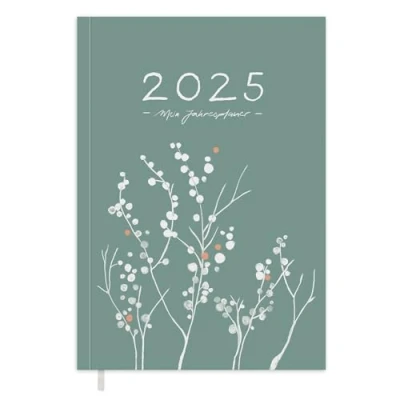 Abbildung von Eine der Guten Verlag Terminkalender Terminplaner 2025 A5, grün weiß, 1 Doppelseite / Woche, 168 S. FSC Papier, Softcover, klimaneutral