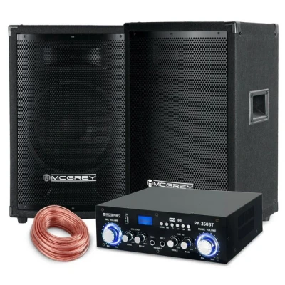 Abbildung von McGrey PA Komplettset DJ Anlage Party Lautsprecher (Bluetooth, 400 W, Partyboxen 25cm (10 zoll) 2 Wege System inkl. Endstufe)