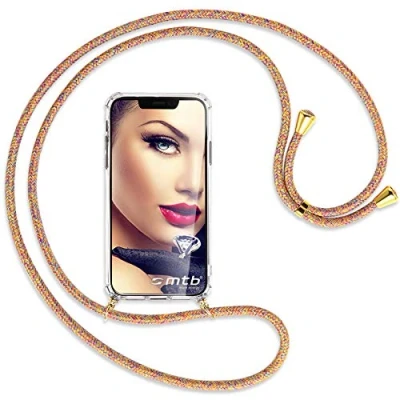 Abbildung von mtb more energy® Handykette kompatibel mit Samsung Galaxy A05s (SM A057) Rainbow/Goldfarbene Ösen Smartphone Hülle zum Umhängen Anti Shock Full TPU Case