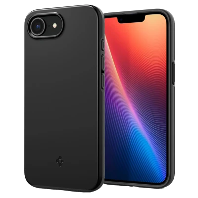 Abbildung von Spigen für iPhone 16e Hülle Thin Fit MagFit Schutzhülle, Hartschale, militärischer Schutz, kompatibel mit MagSafe Zubehör Schwarz