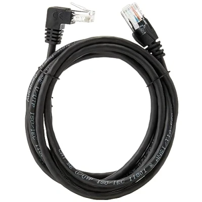 Abbildung von Wentronic goobay Netzwerkkabel RJ 45 (M) bis 2,0m UTP CAT 5e 90 Stecker, geformt, ohne Haken Schwarz (94172)
