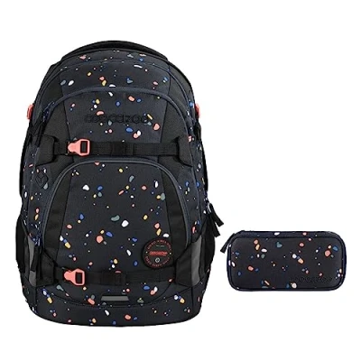 Abbildung von coocazoo Schulranzen Schulrucksack Set MATE Sprinkled Candy 2 teilig (Rucksack, Mäppchen), ergonomisch, reflektiert, Körpergröße: 135 180 cm