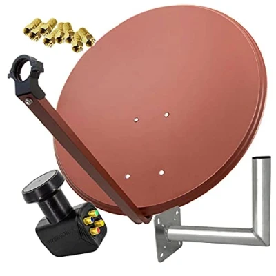 Abbildung von PremiumX SAT Anlage 80cm Satellitenantenne Quad LNB Wandhalter 25cm Antenne