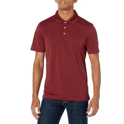 Abbildung von Amazon Essentials Herren Golf Poloshirt, Schnell Trocknend, Schmale Passform, Burgunderrot, S