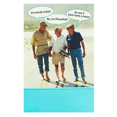 Abbildung von UK Greetings Geburtstagskarte für Ihn/Freund Alter Witz Design, Blau, 149 mm x 229
