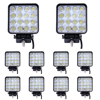 Abbildung von Greenmigo 10x 48W LED Scheinwerfer Offroad Lampe Flood Arbeitsscheinwerfer Arbeitslicht 12V 24V Zusatzscheinwerfer Rückfahrscheinwerfer für Traktor Bagger SUV Wasserdicht IP67