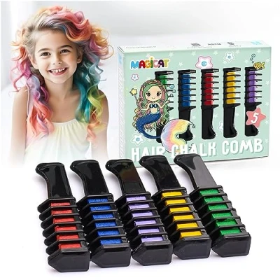 Abbildung von Magicat Haarkreide Set für Kinder I 5 brillante Farben Weihnachten, Nikolaus, Adventskalender &amp; mehr! Mädchen Haare färben hair chalk