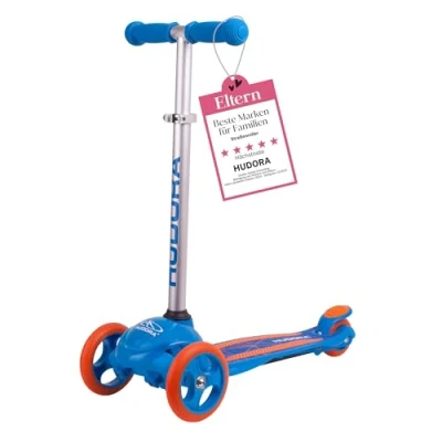 Abbildung von HUDORA Scooter Flitzkids 2.0 I Stabiler Kinderscooter mit großer Trittfläche Höhenverstellbarer &amp; transportierbarer Mini Dreirad Roller für bis zu 50kg Dreiradscooter aus Aluminium Kinder